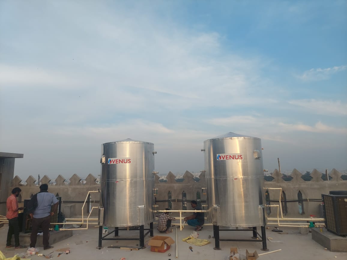 Commercial Heat Pump Installation - Venus rooftop tanks