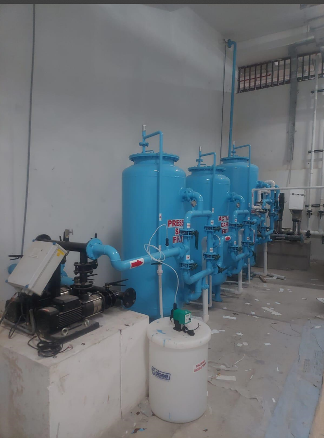 Industrial Water Treatment Installation - Blue Filtration Tanks and Systems